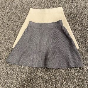 Zara Girl’s Elegant Gray Knit Skirt and Cream Knit Skirt
